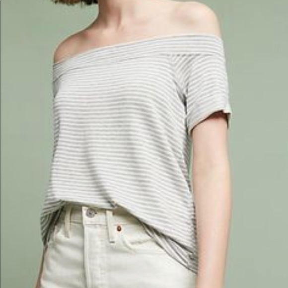 Anthropologie Tops - NWT ANTHROPOLOGIE Off Shoulder Grey Top, XS